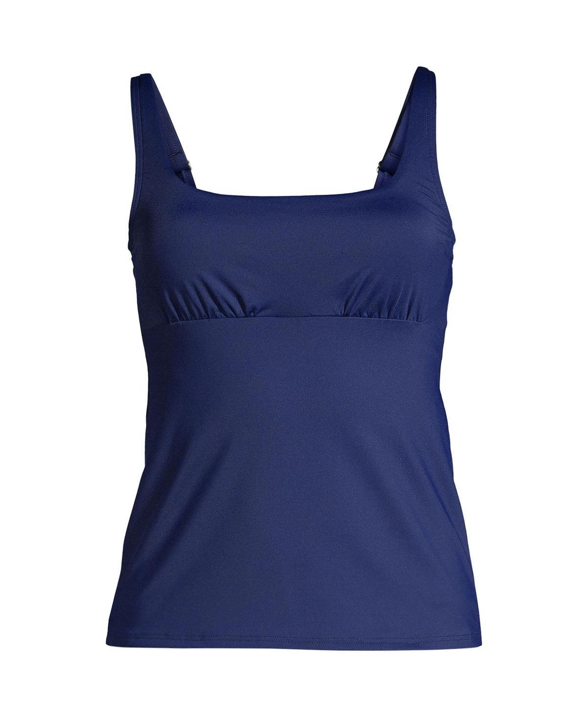 Womens Lands End D-Cup UPF 50 Squareneck Underwire Tankini Swimsuit Top Deep Blue Product Image