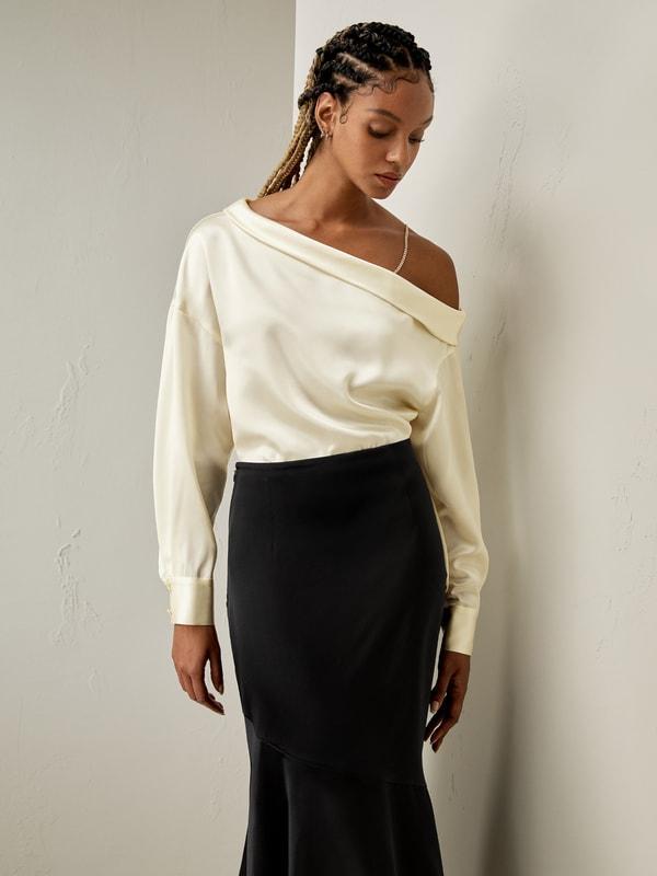 Silk Chic One-Shoulder Top Product Image