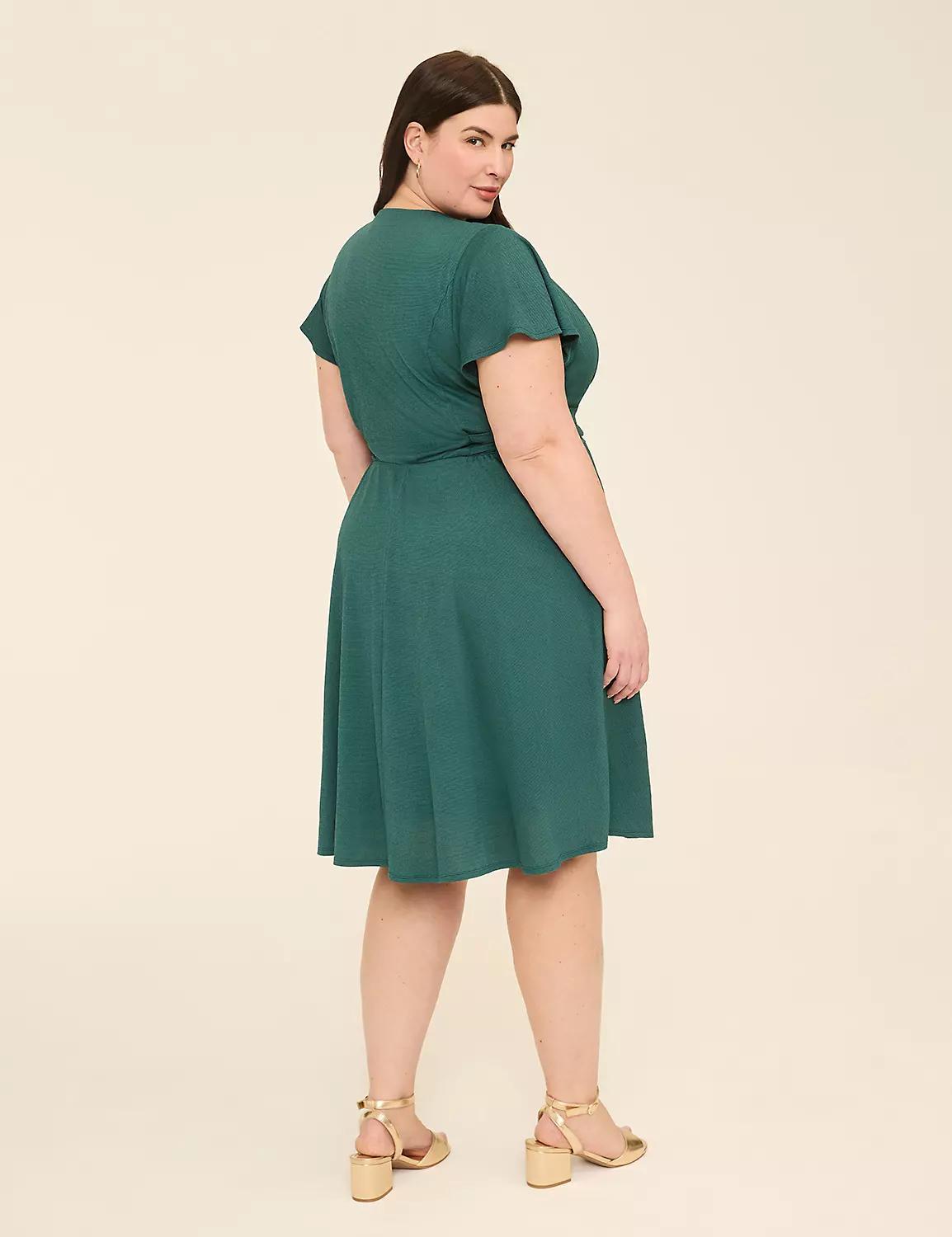 Lena Flutter-Sleeve Knit Dress Product Image