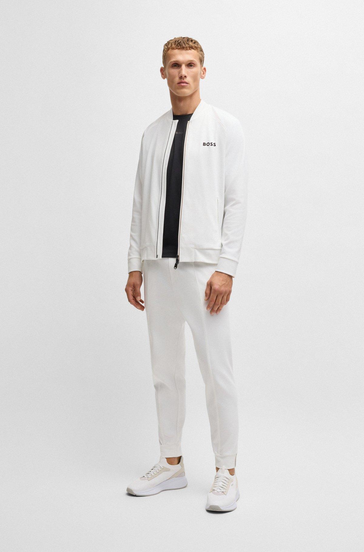 Regular-fit trousers in stretch gabardine with logo detail Product Image
