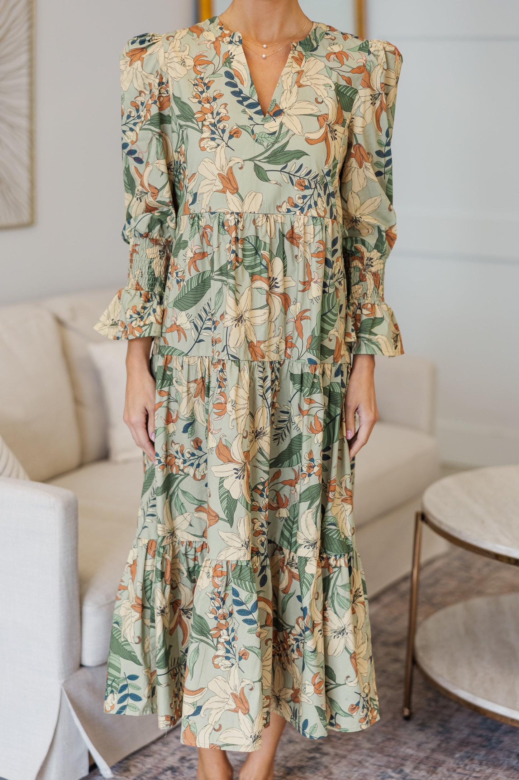 NURSING COLLECTION: What A Surprise Sage Floral Midi Dress Female Product Image