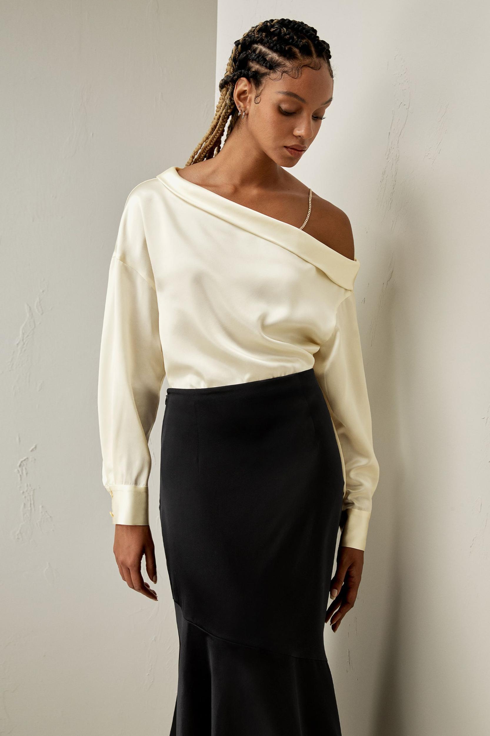 Silk Chic One-Shoulder Top Product Image