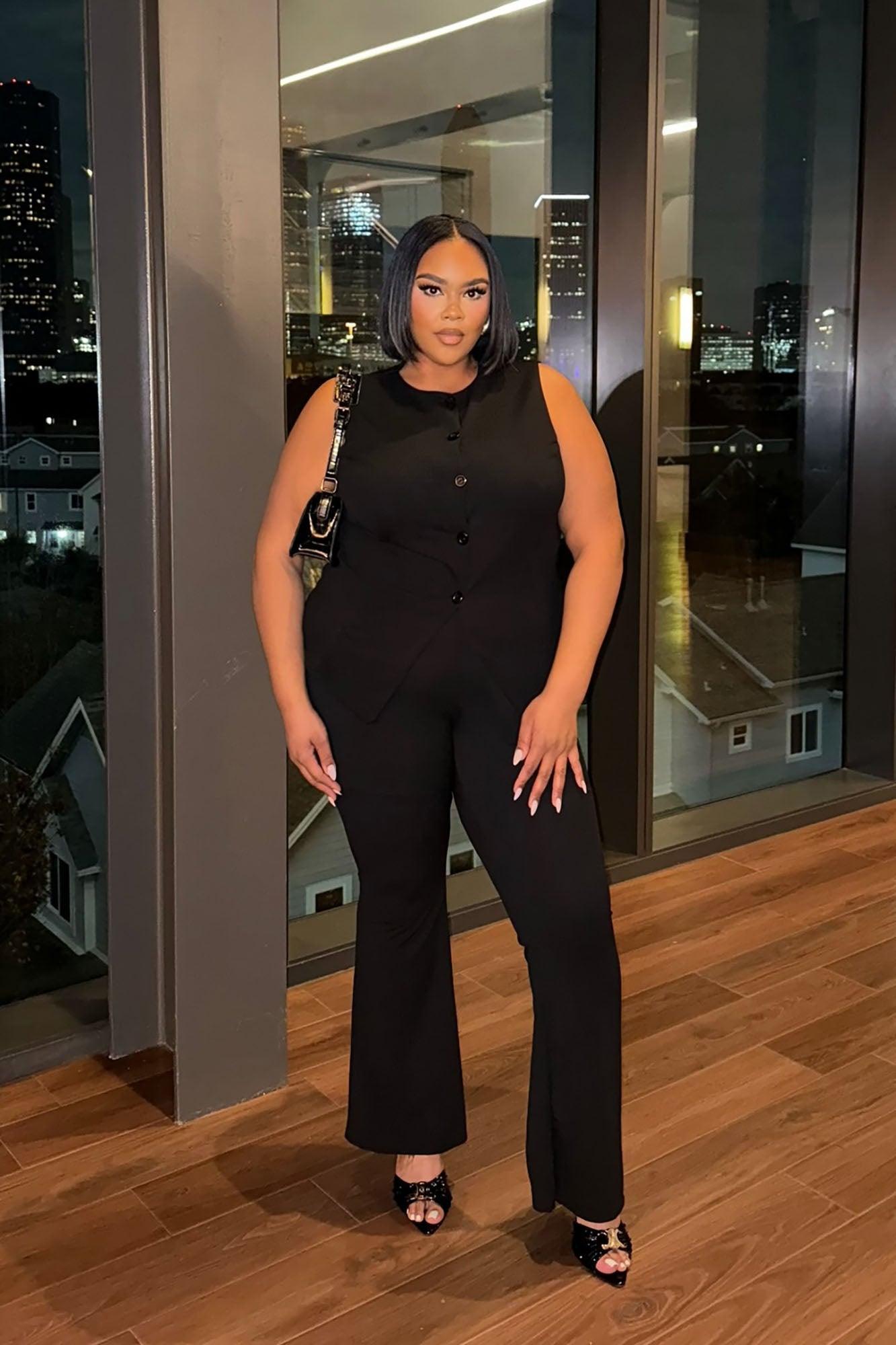 Office Sweetheart Vest Pant Set - Black Product Image