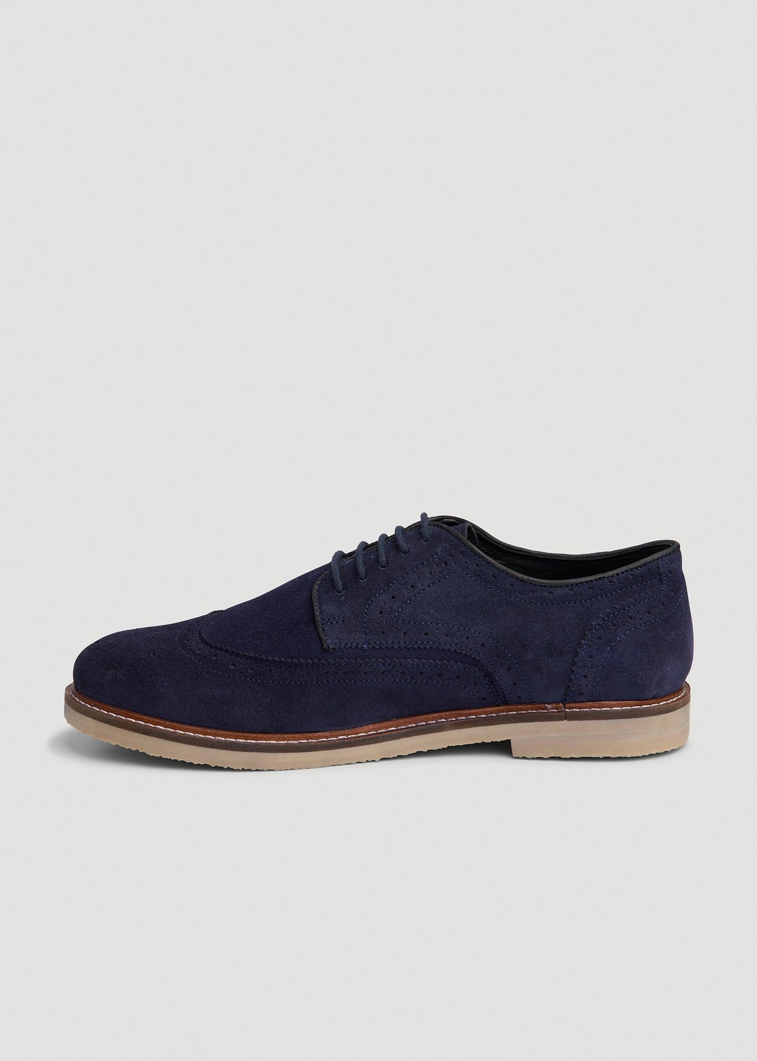 Suede Wingtip Oxfords for Tall Men in Dark Navy Product Image