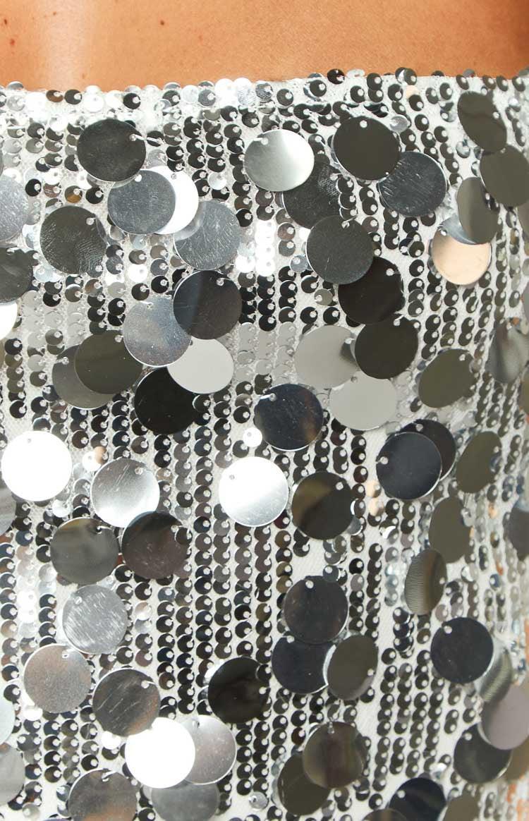 Radiant Silver Sparkle Mini Dress Product Image