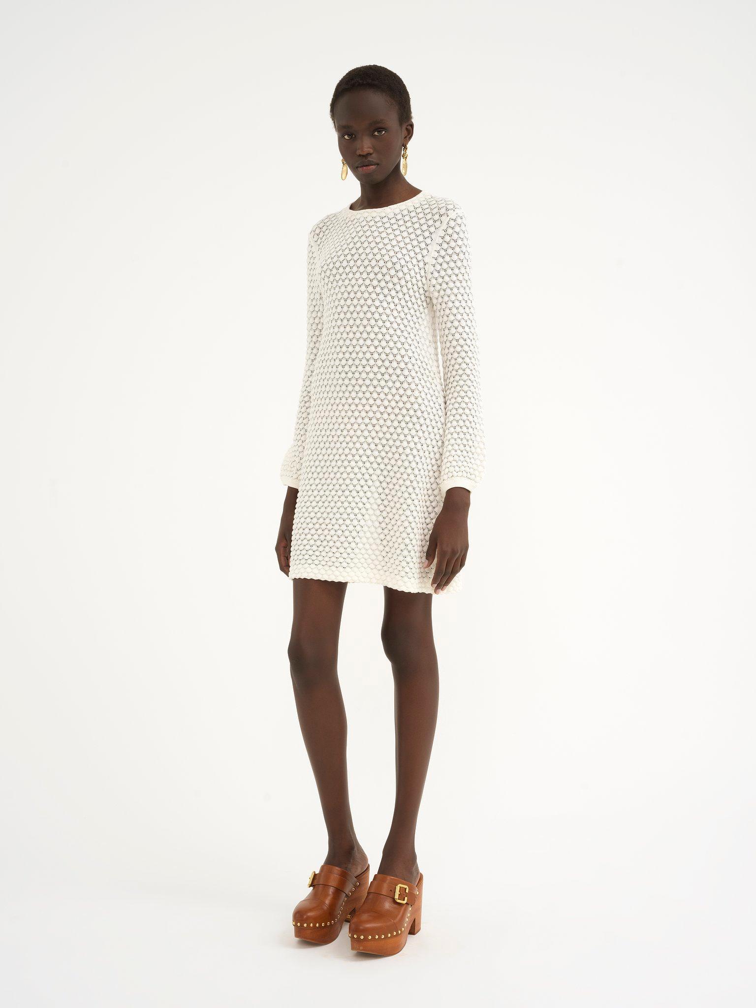 Mini dress in cotton pointelle Product Image