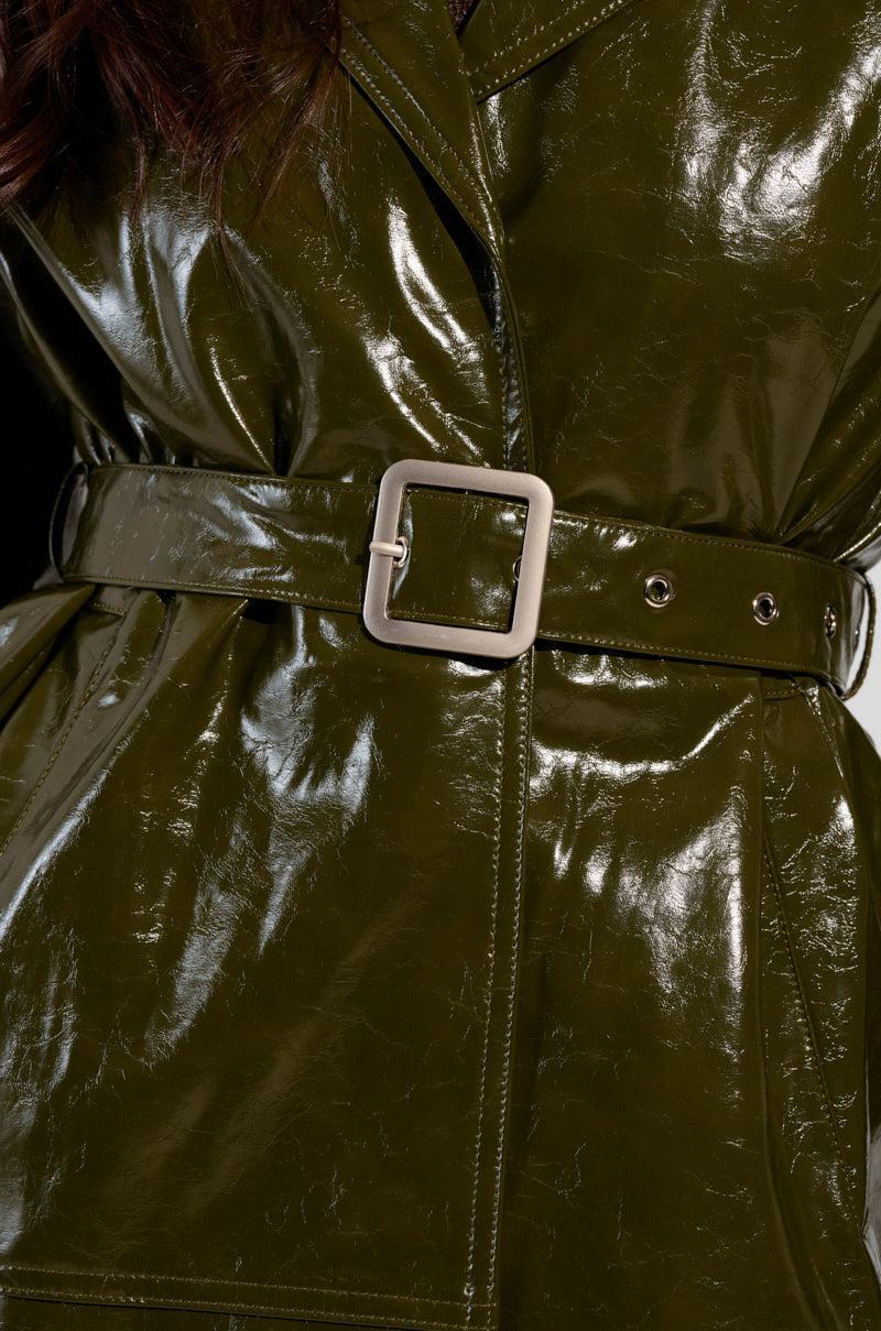 ON THE FLY FAUX LEATHER TRENCH Product Image