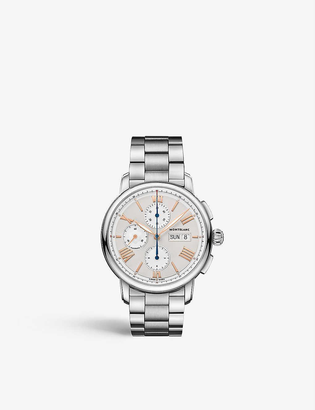 MONTBLANC Mens Silver 126102 Star Legacy Stainless-steel Automatic Chronograph Watch Product Image