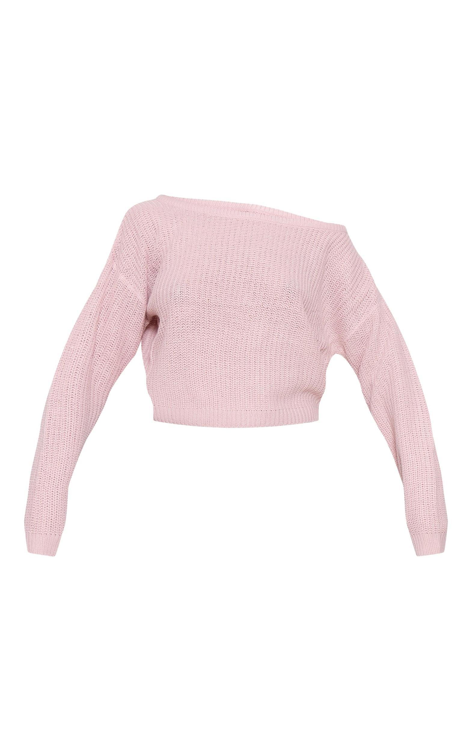Blush Off The Shoulder Knitted Sweater Product Image
