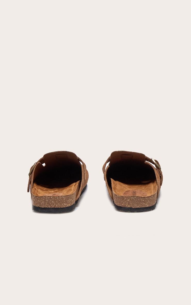 Tan Real Suede Leather Round Toe Buckle Slip On Clog Product Image