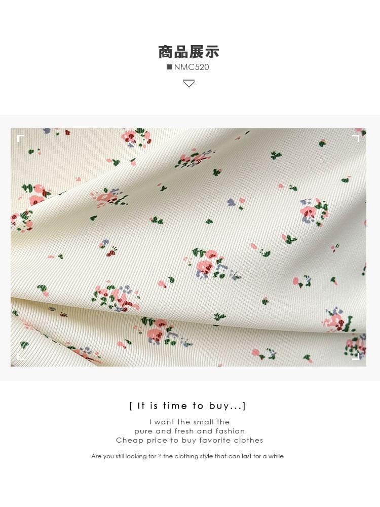 Floral-Print Mock-Neck Tee Product Image