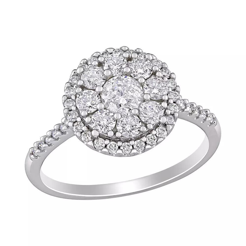 Stella Grace 10k White Gold 1 Carat T.W. Diamond Halo Engagement Ring, Women's, Size: 7.50, 10k Whgold Product Image