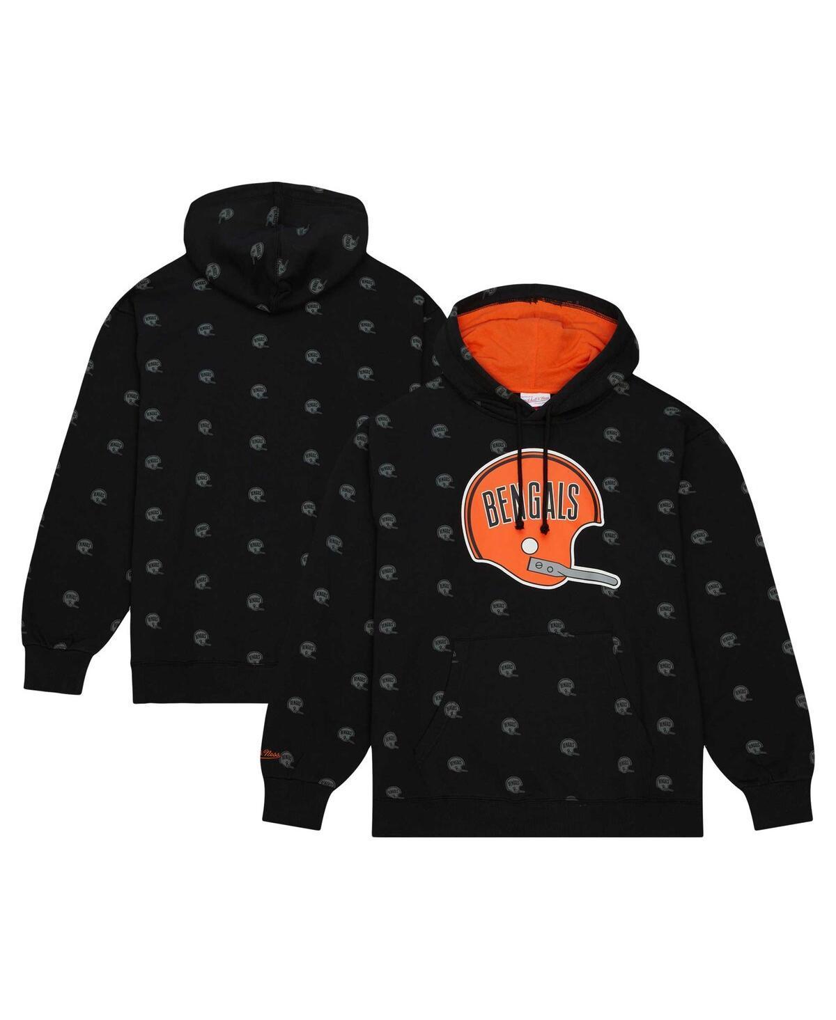 Men's Mitchell & Ness Black Cincinnati Bengals Allover Print Fleece Pullover Hoodie, Size: Small Product Image