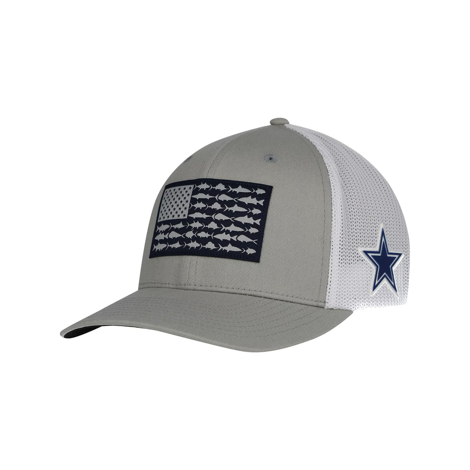 Men's Columbia Gray Dallas Cowboys PFG Mesh Fish Flag Flex Hat, Size: Large/XL, Grey Product Image