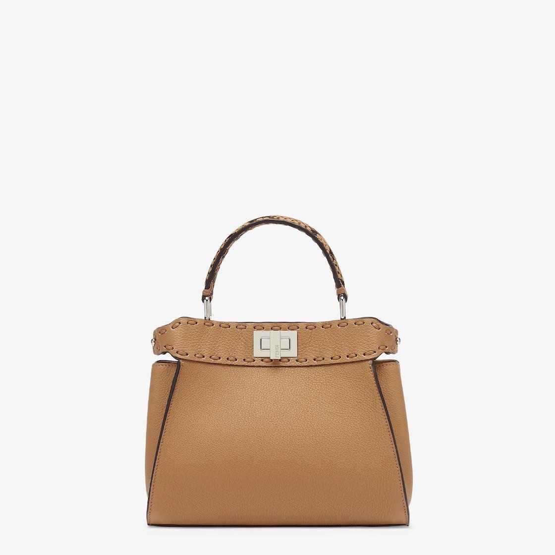 Peekaboo MiniCappuccino-colored Selleria bag with 220 hand-sewn stitches Product Image