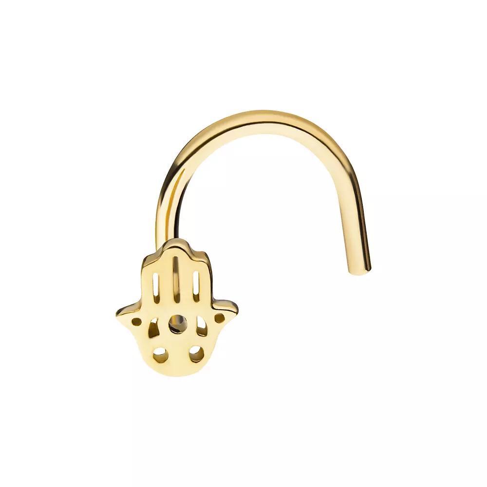Earrangements 14k Gold Hamsa Hand Nose Screw, Women's, Yellow Product Image