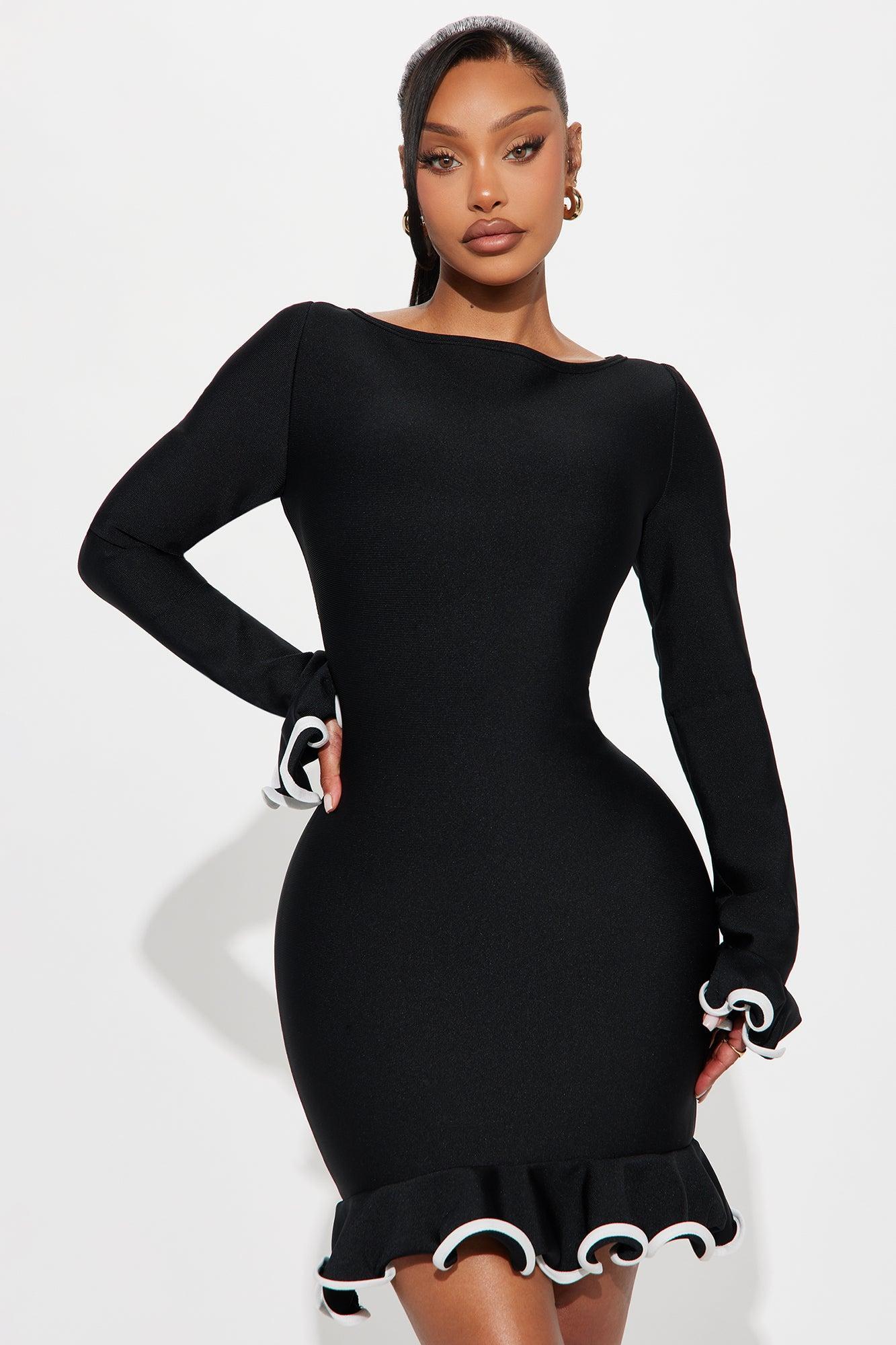 Maddie Bandage Mini Dress - Black/White Product Image