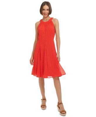 Tommy Hilfiger Fit and Flare Dress (Guava) Women's Dress Product Image