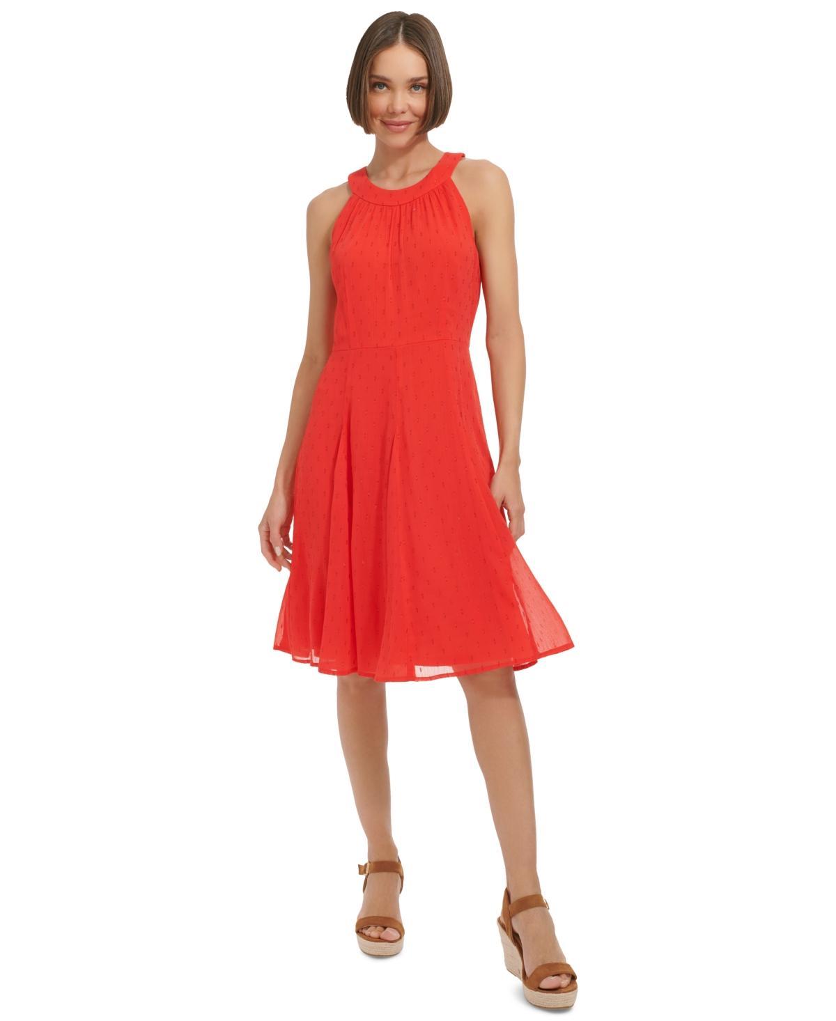 Tommy Hilfiger Fit and Flare Dress (Guava) Women's Dress Product Image