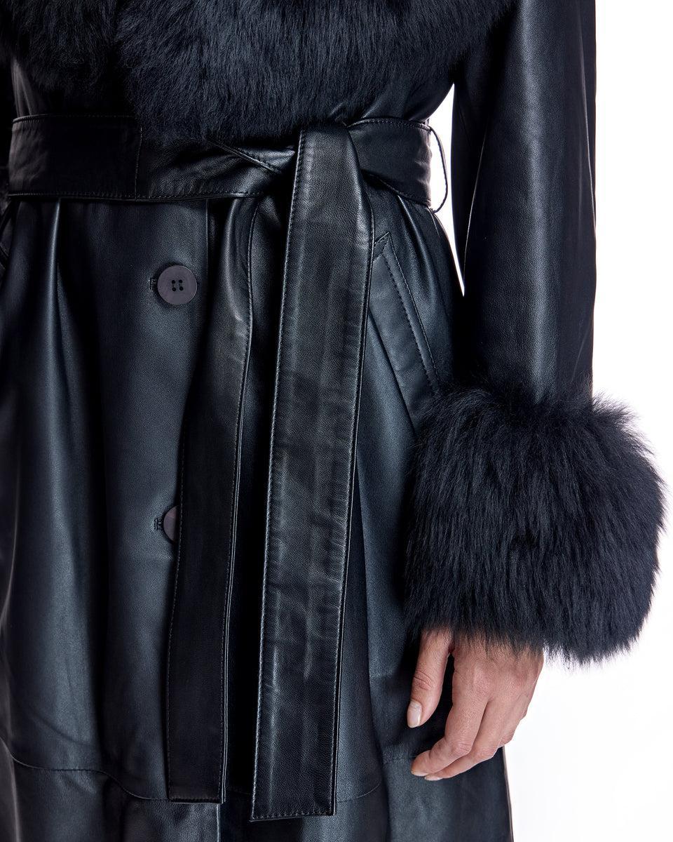 Belted Leather Trench with Toscana Lamb Trim Product Image