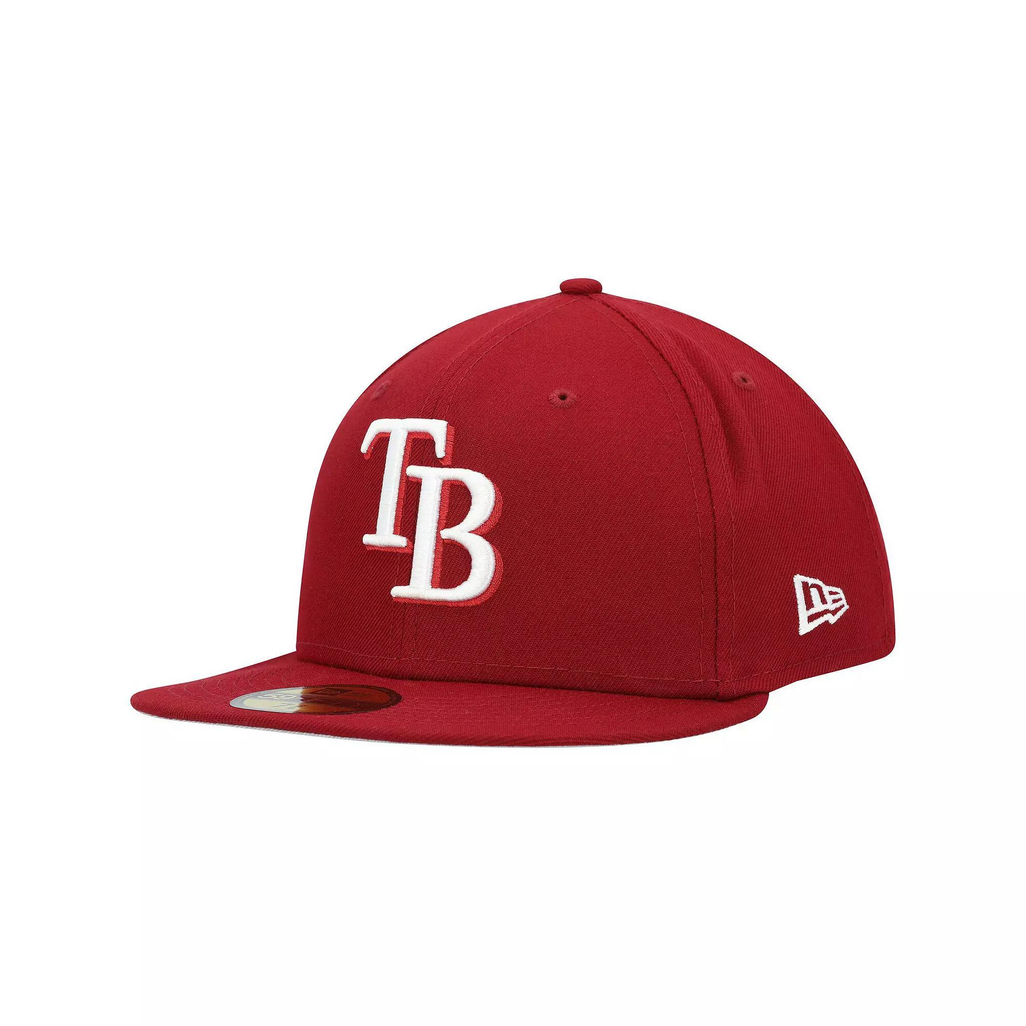 Mens New Era Cardinal Tampa Bay Rays White Logo 59FIFTY Fitted Hat Product Image