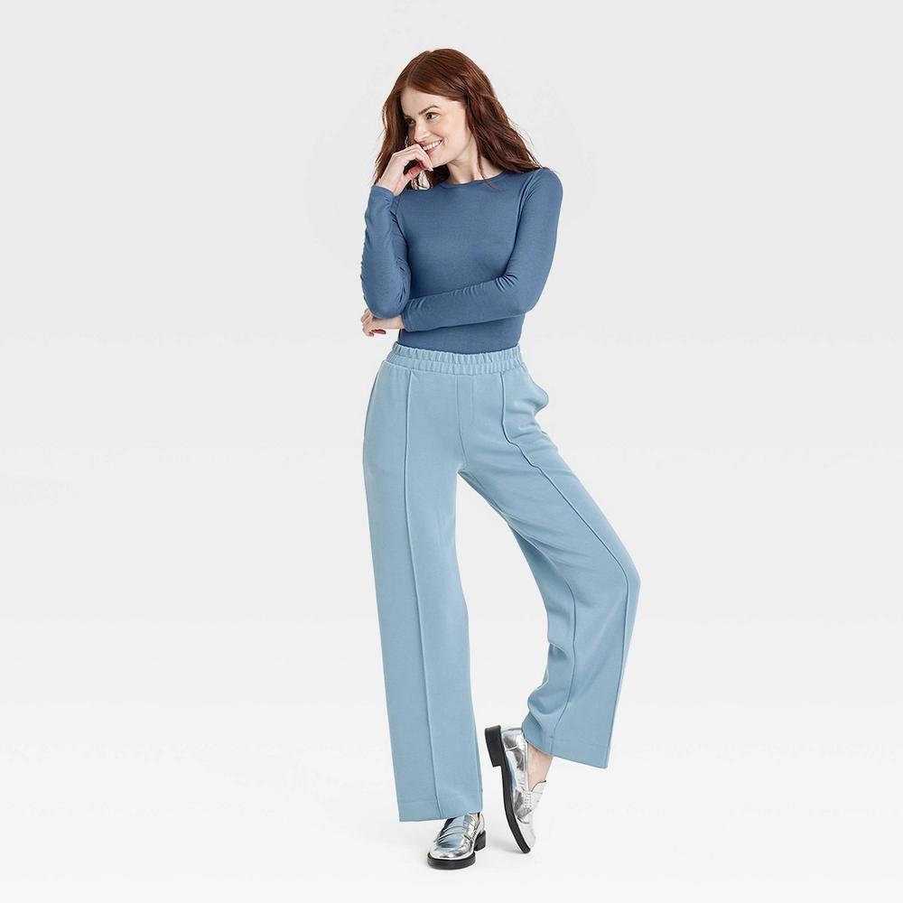 Womens Long Sleeve Brushed Knit T-Shirt - A New Day Blue XS Product Image