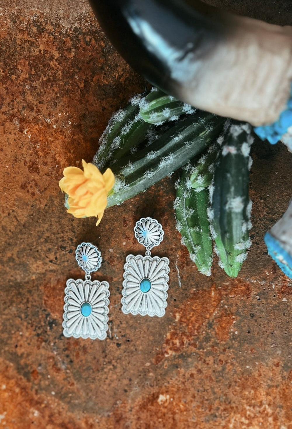Rectangle Turquoise Post Earrings Product Image