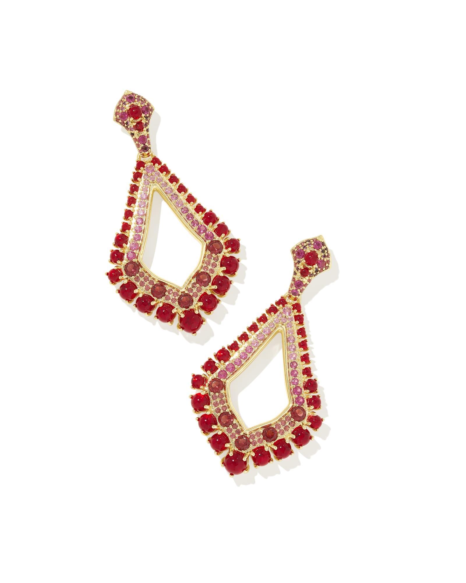 Krista Gold Statement Earrings in White Mix Product Image