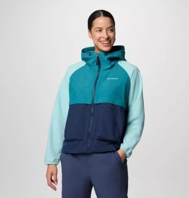 Women's Columbia Spire Valley Omni-SHIELD™ Windbreaker Jacket, Size: XXL, Clematis Blue Spray Product Image