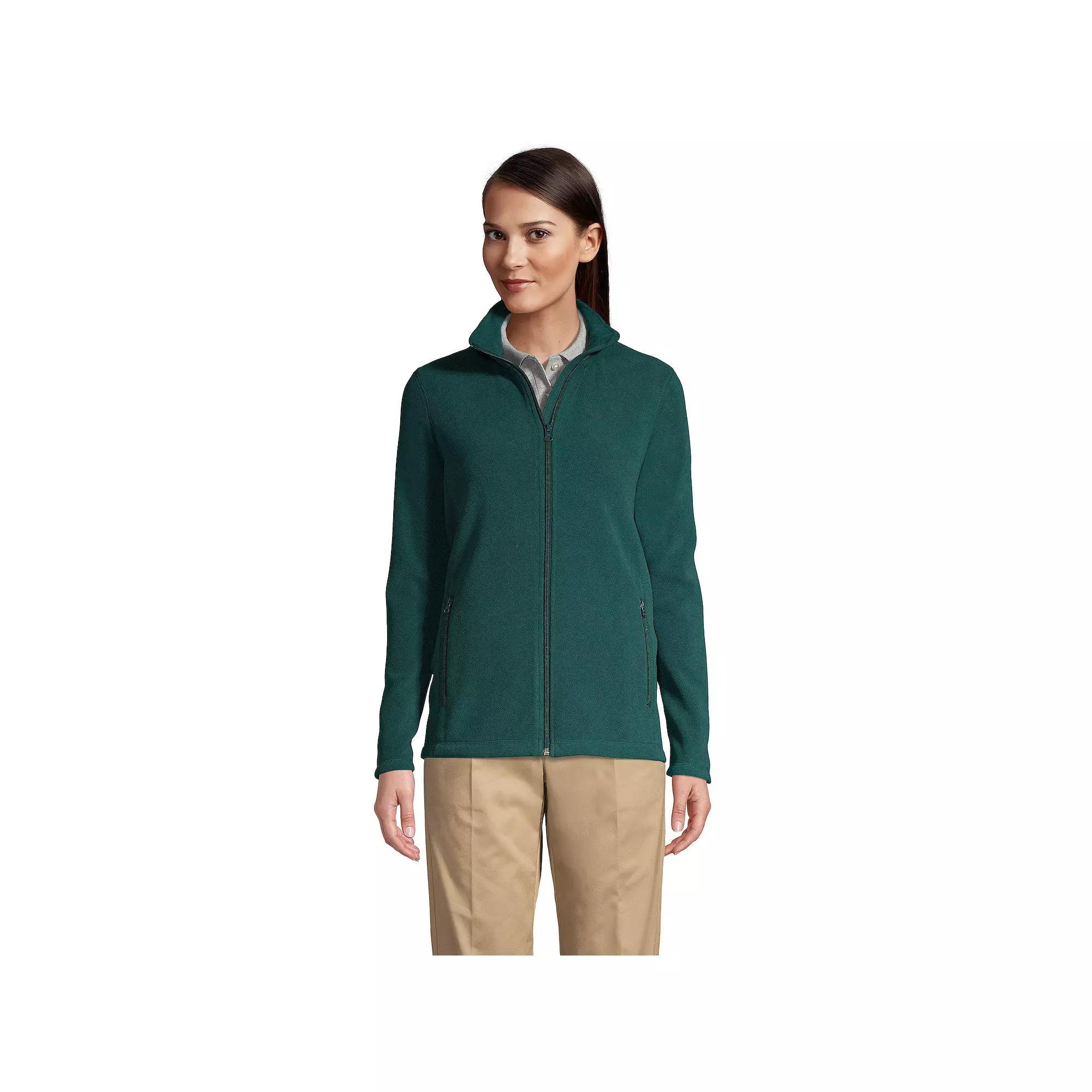 Women's Lands' End Full-Zip Long Sleeve Fleece Jacket, Size: Medium, Blue Product Image