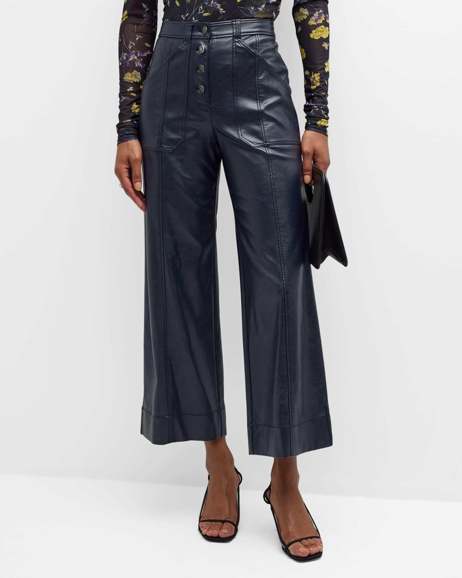 Benji Cropped Wide-Leg Faux-Leather Pants Product Image