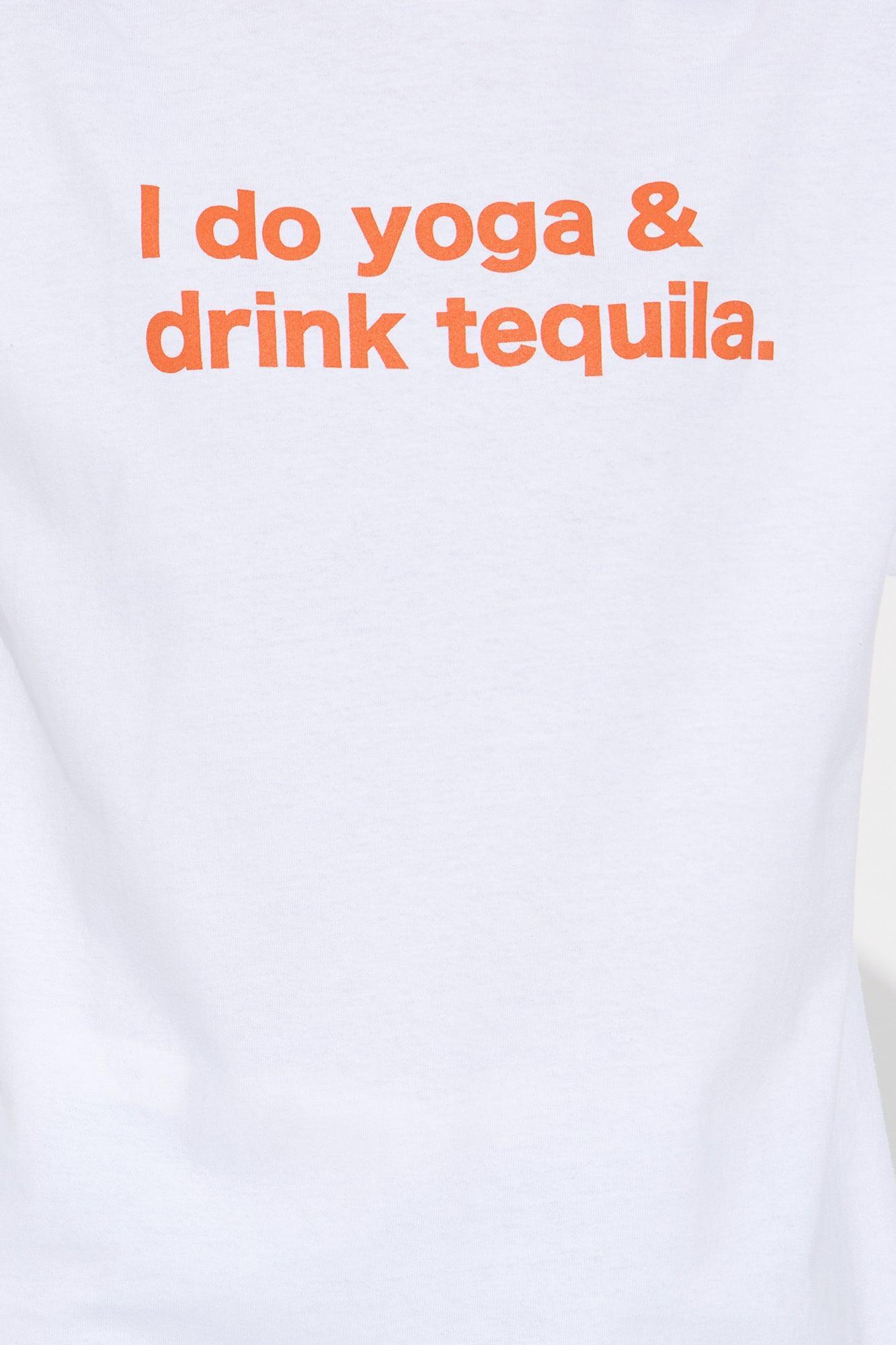 Do Yoga & Drink Tequila Oversized Tee - White Product Image
