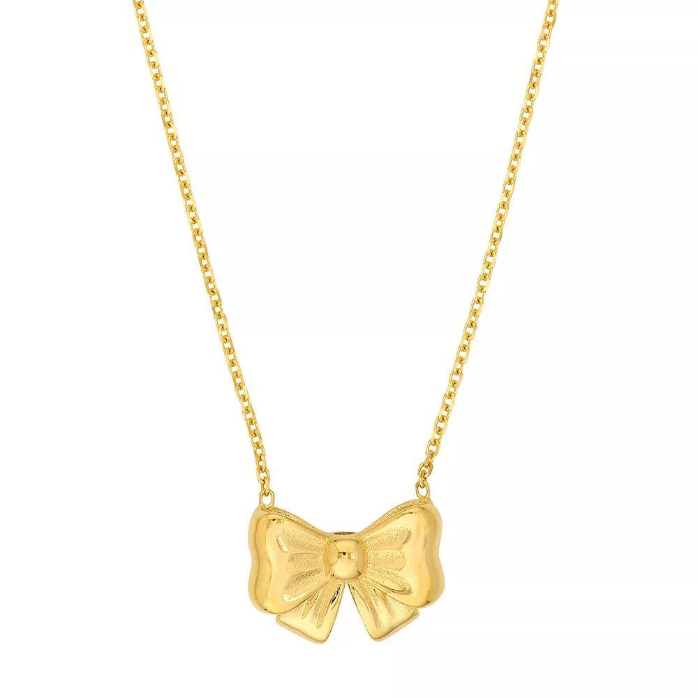 14k Gold Bow Adjustable Pendant Necklace, Women's, Size: 18" Product Image