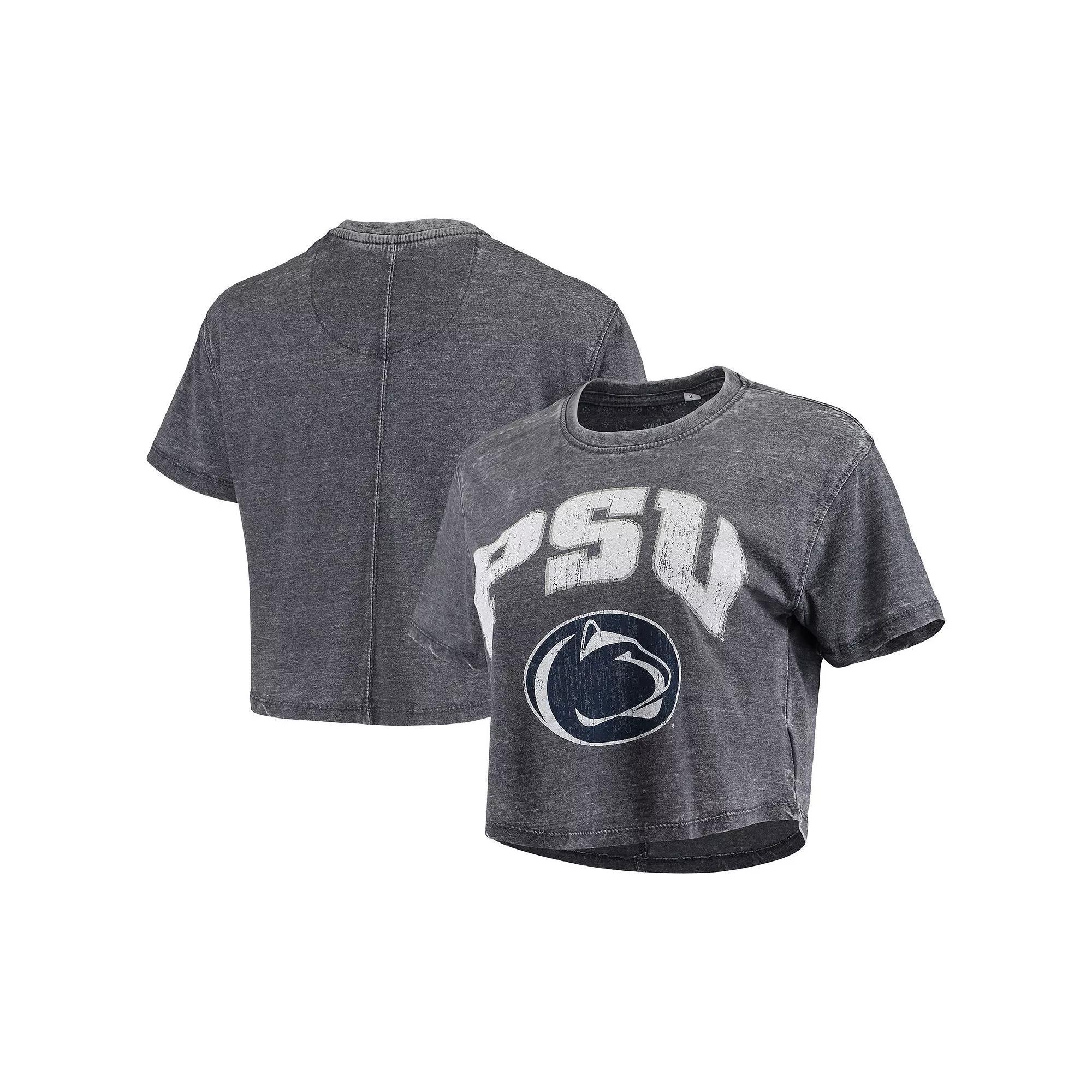 Women's Pressbox Navy Penn State Nittany Lions Edith Vintage Burnout Crop T-Shirt, Size: XL, Blue Product Image