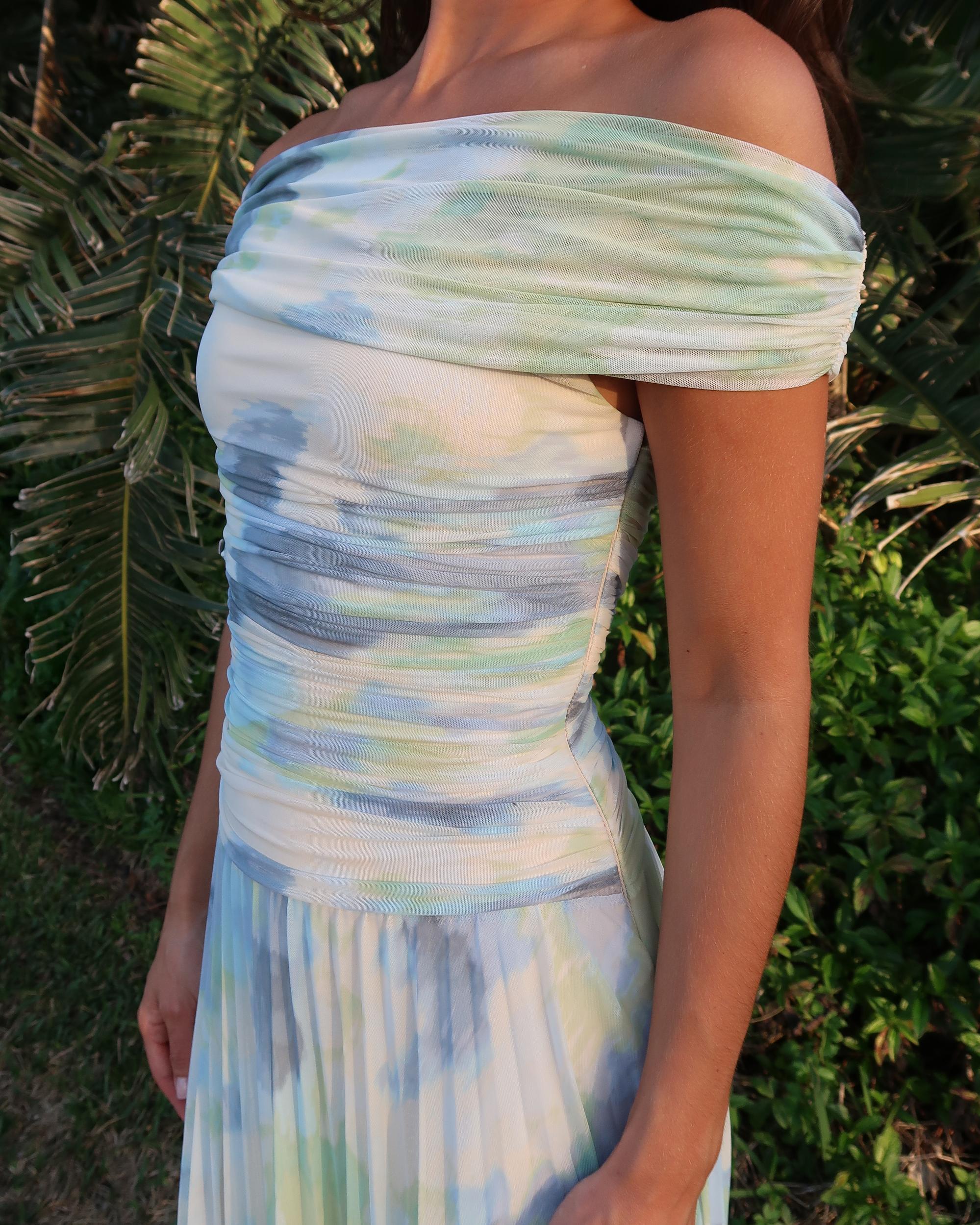 The A&F Giselle Drop-Waist Mesh Maxi Dress Product Image