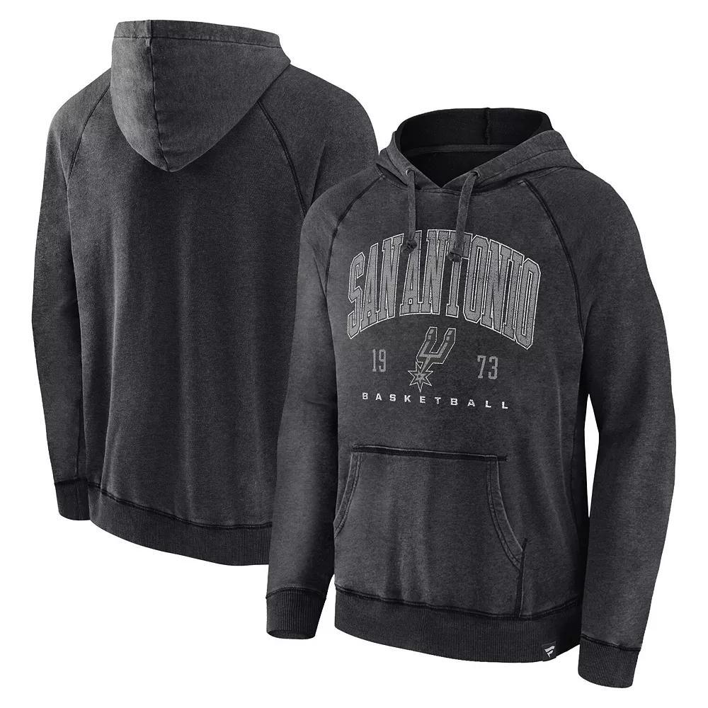 Men's Fanatics Branded Heather Charcoal San Antonio Spurs Foul Trouble Snow Wash Raglan Pullover Hoodie, Size: Large Product Image