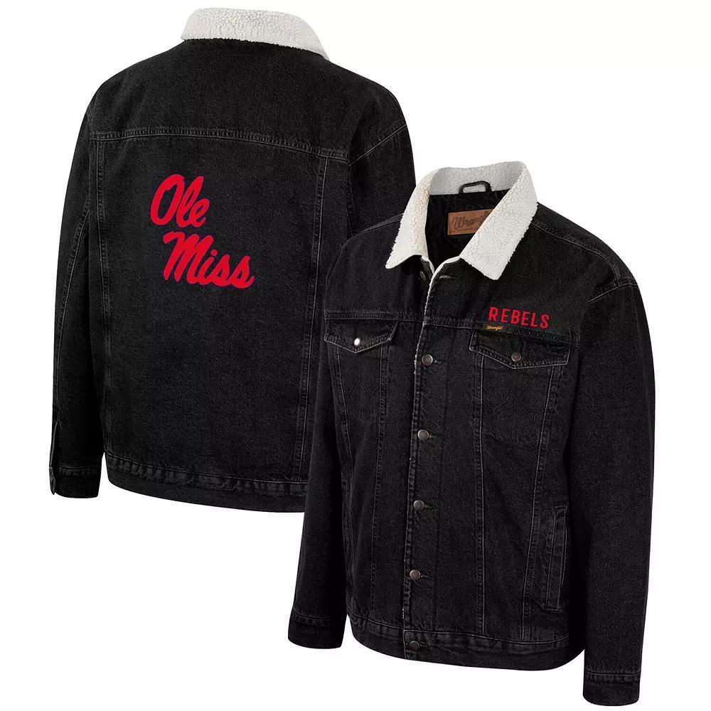 Men's Colosseum x Wrangler Charcoal Ole Miss Rebels Western Button-Up Denim Jacket, Size: Large Product Image
