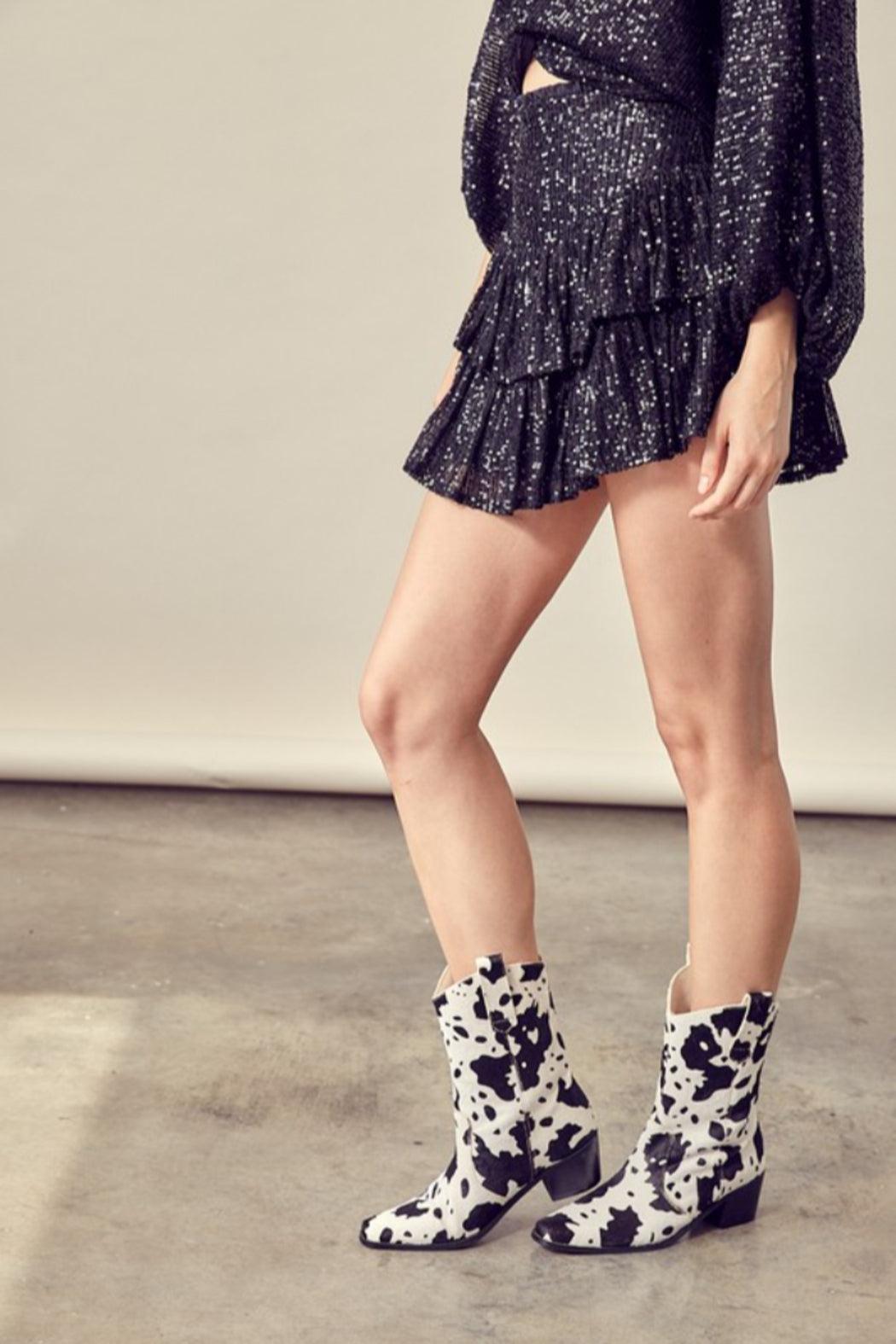 Tiered Ruffle Sequin Skirt Product Image