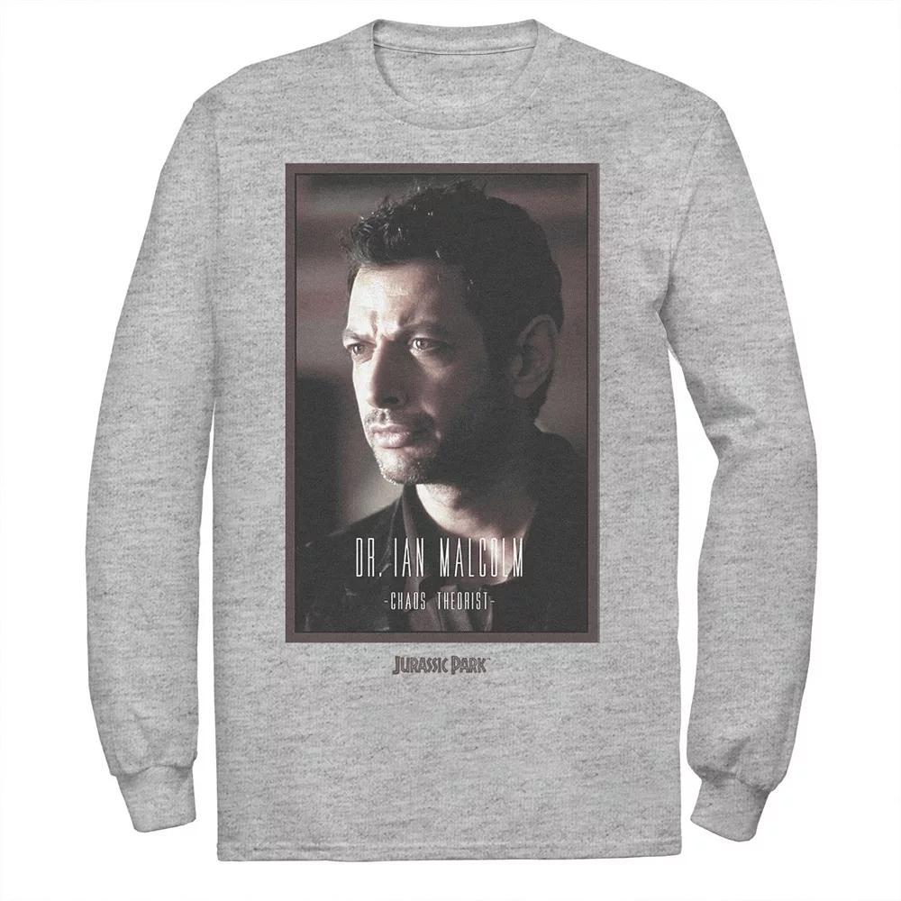 Men's Jurassic Park Dr. Ian Malcolm Chaos Theorist Long Sleeve Tee, Size: XL, Athletic Grey Product Image