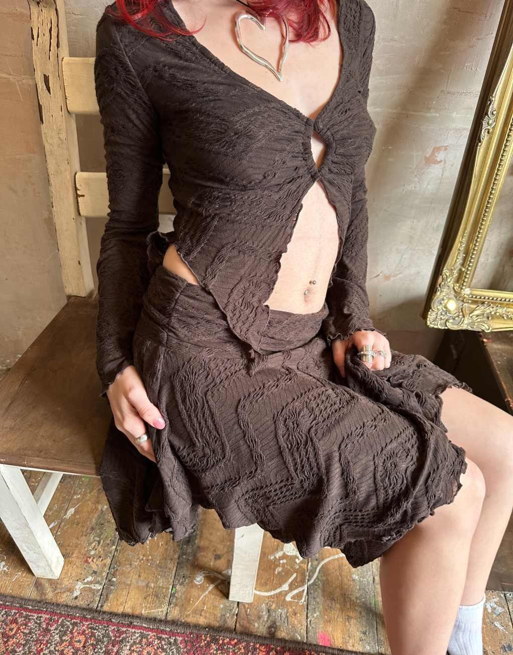 Labelrail x Lara Adkins layered jersey hanky hem mini skirt Product Image
