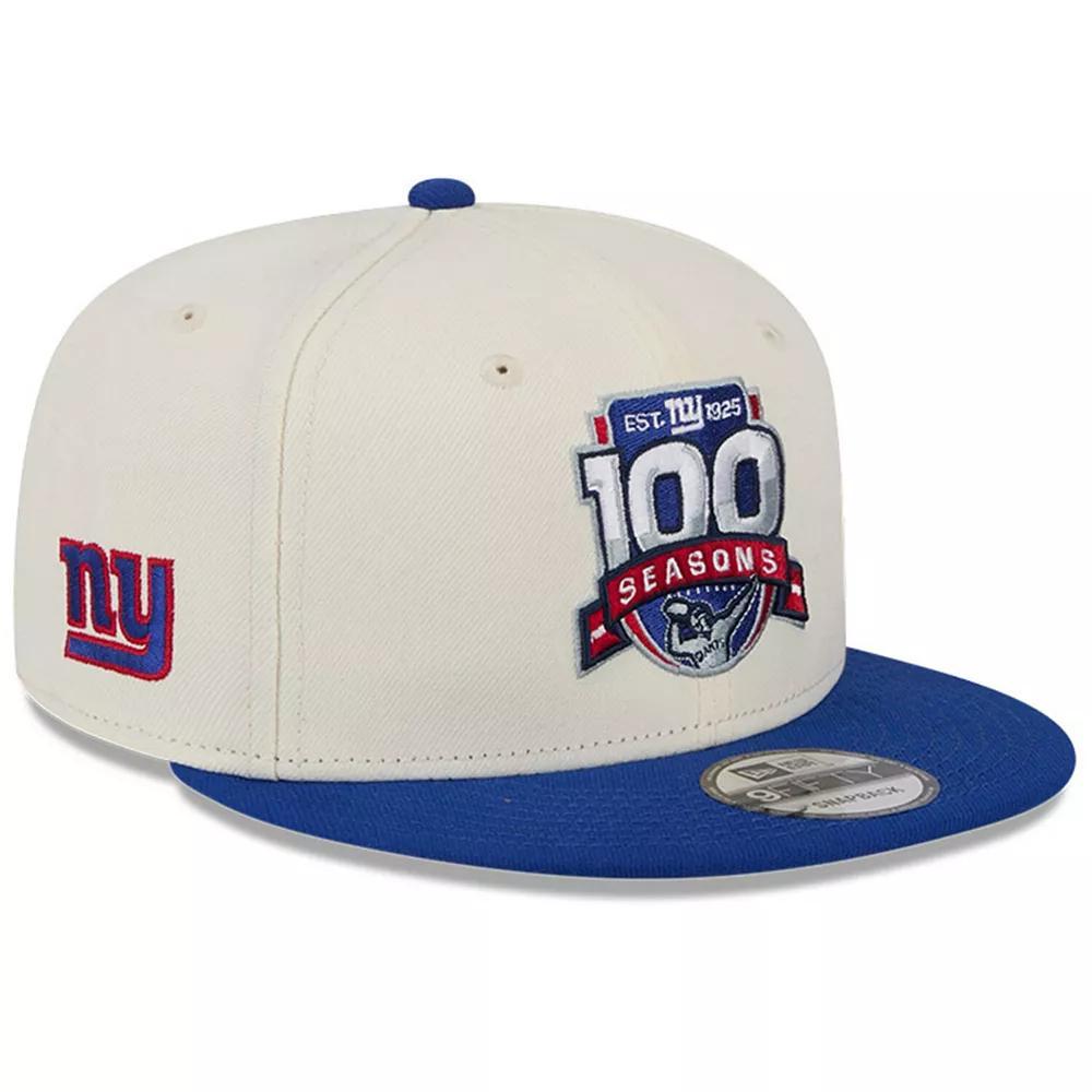 Men's New Era Cream/Royal New York Giants 100th Season Two-Tone 9FIFTY Snapback Hat, Beige Product Image