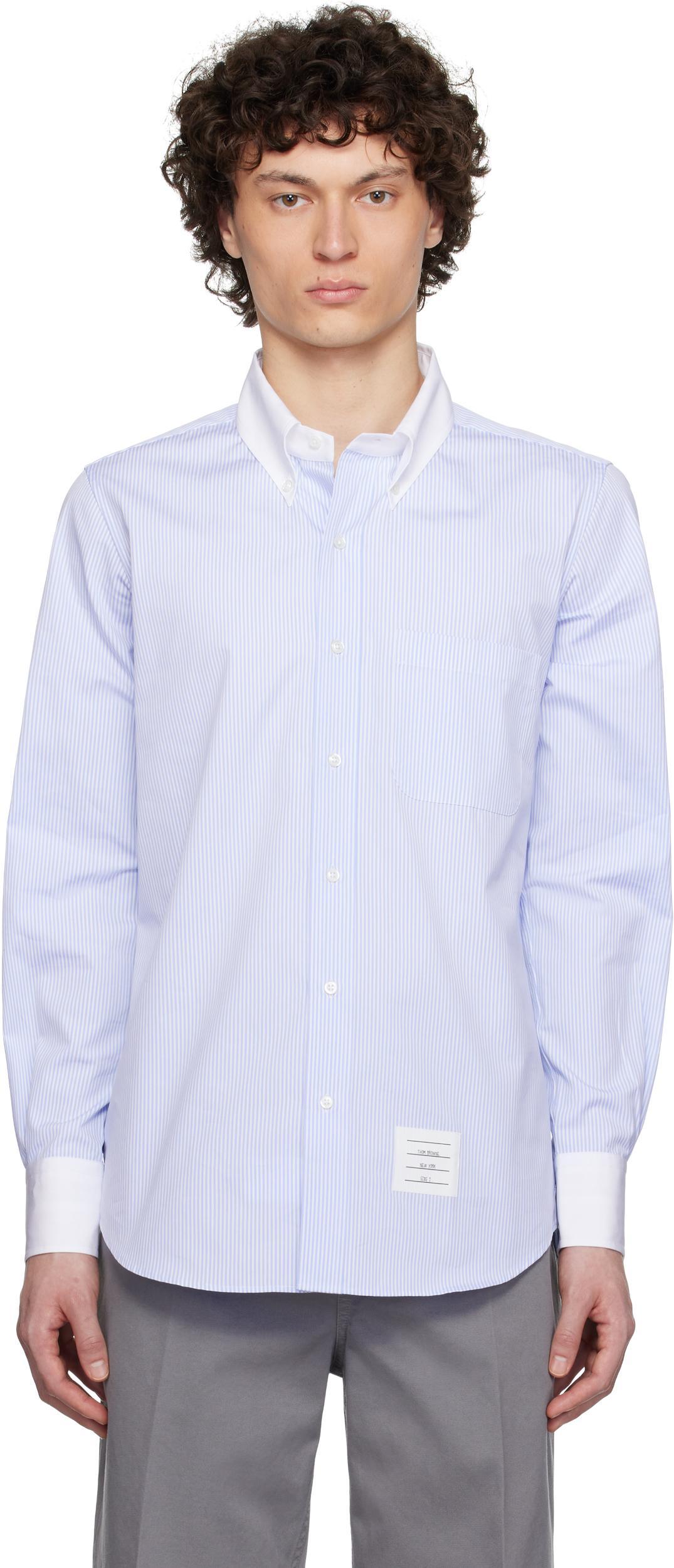 THOM BROWNE Classic Fit Cotton Button-down Shirt In Light Blue Product Image