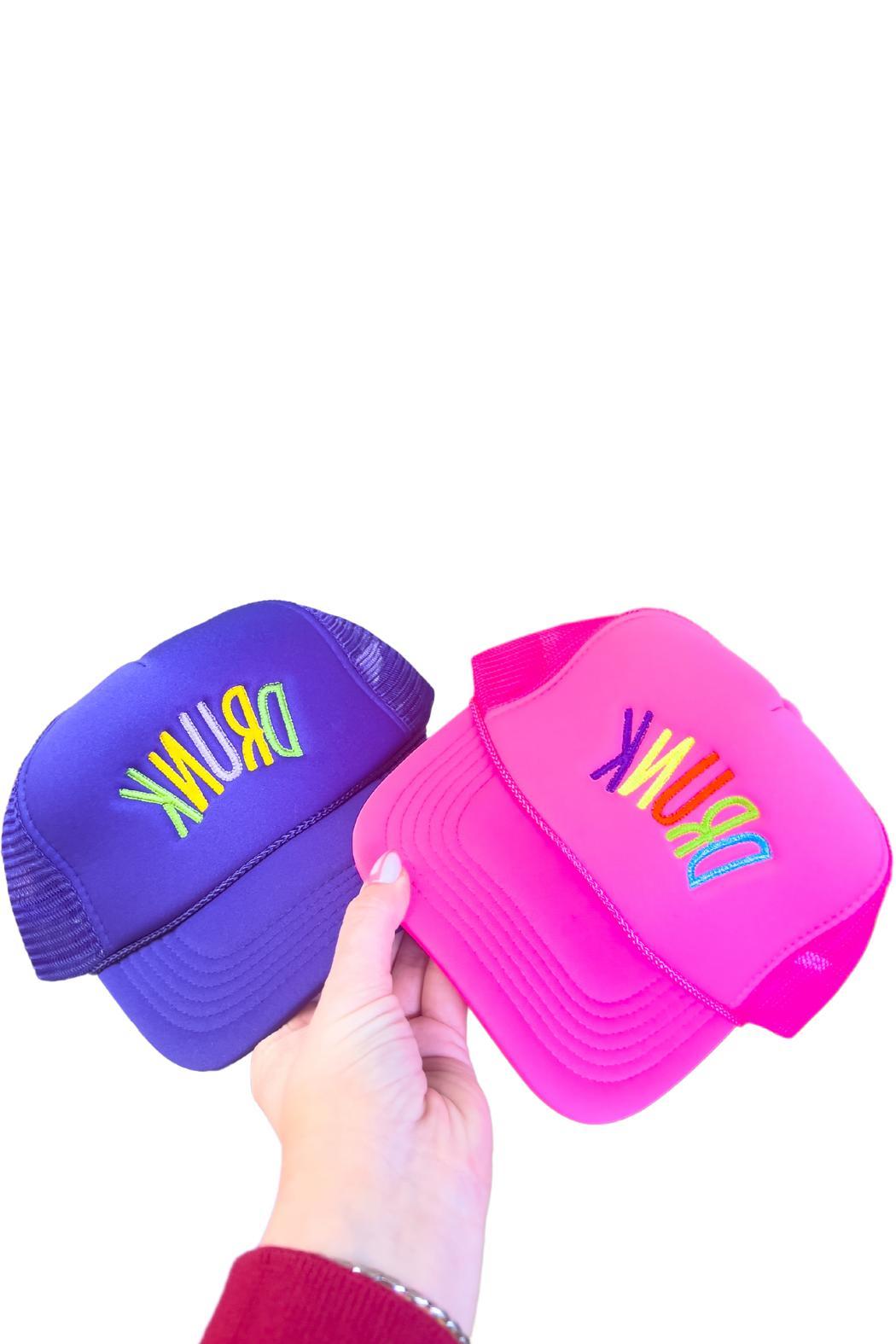 "Drunk" Embroidered Trucker Hat Product Image