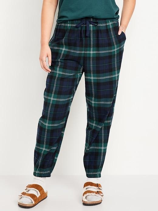 High-Waisted Flannel Pajama Joggers for Women Product Image