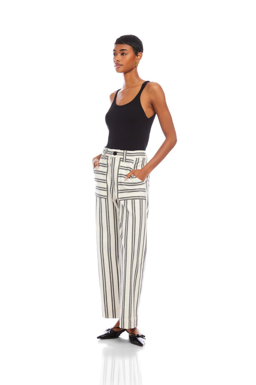 Rylee Cropped Pants - Black Stripe Product Image