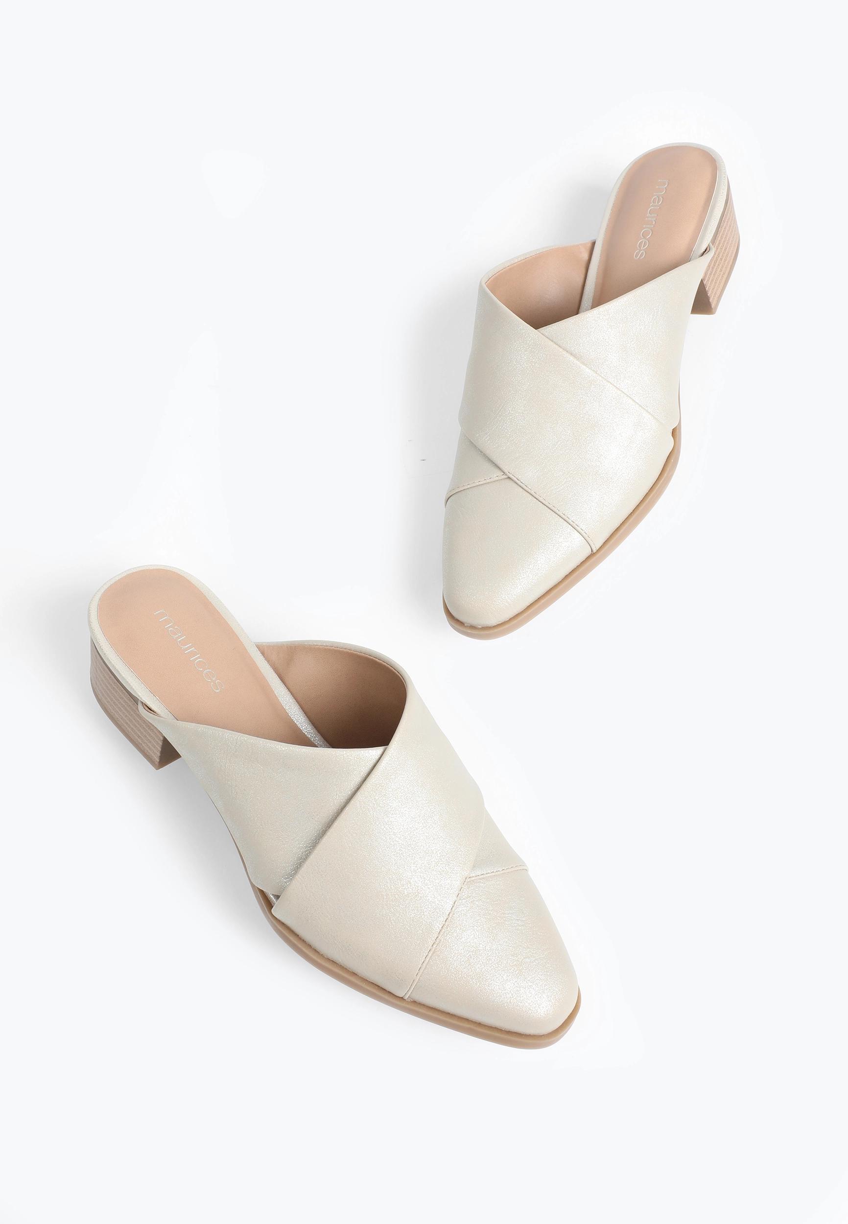 Maurices Womens Supercush Isabel Woven Heeled Mule Beige Size 8 1/2 Product Image