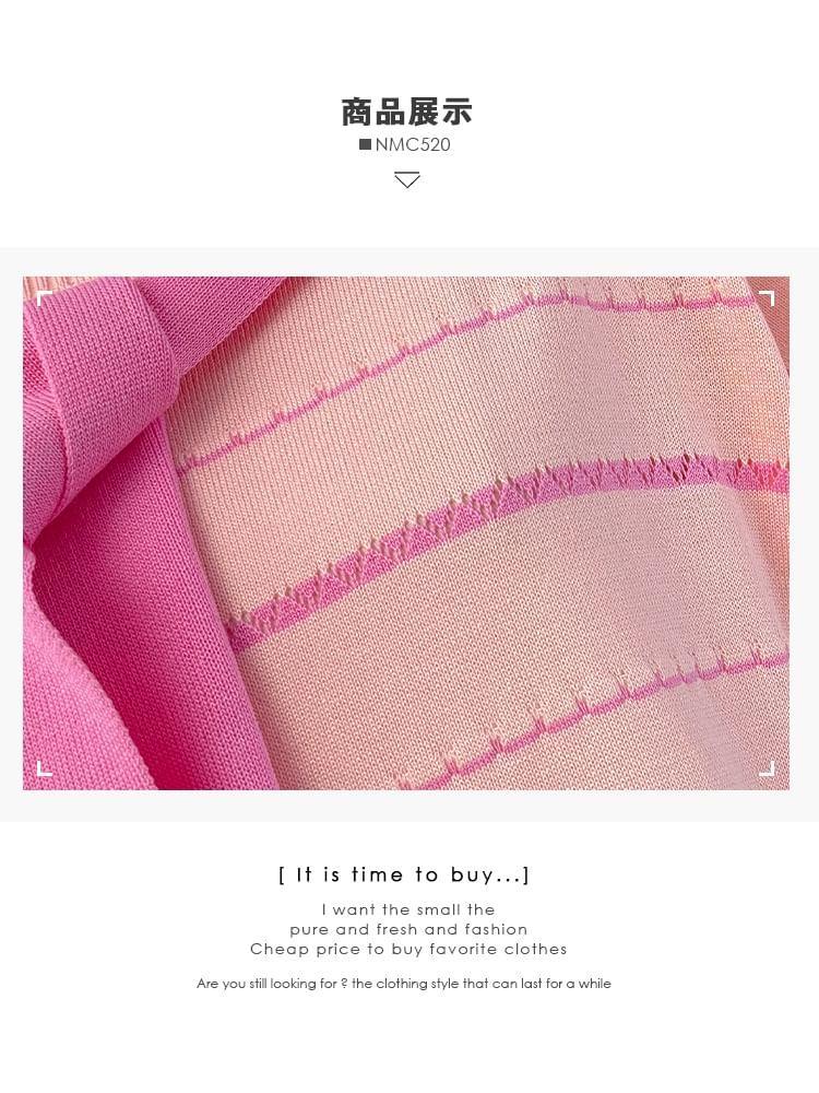 Inset-Shawl Striped Midi T-Shirt Dress Product Image
