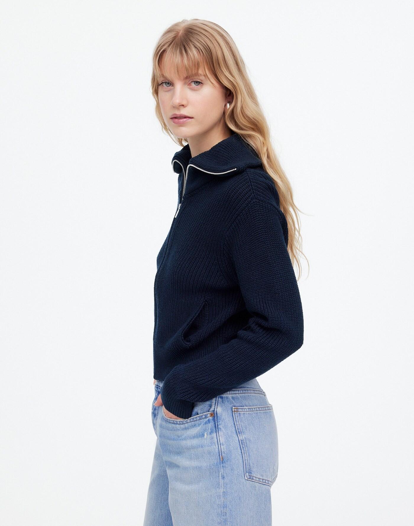 Ribbed Zip-Front Cardigan Product Image