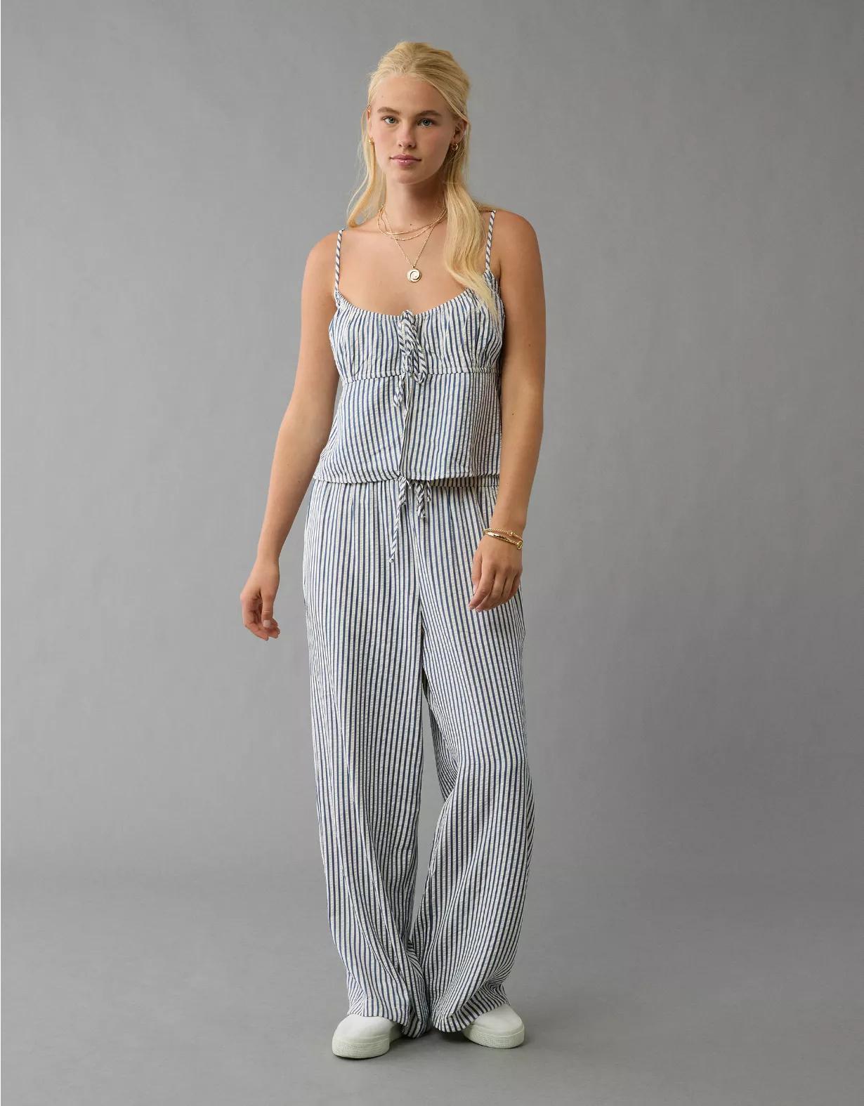 AE Tie Front Seersucker Cami Product Image