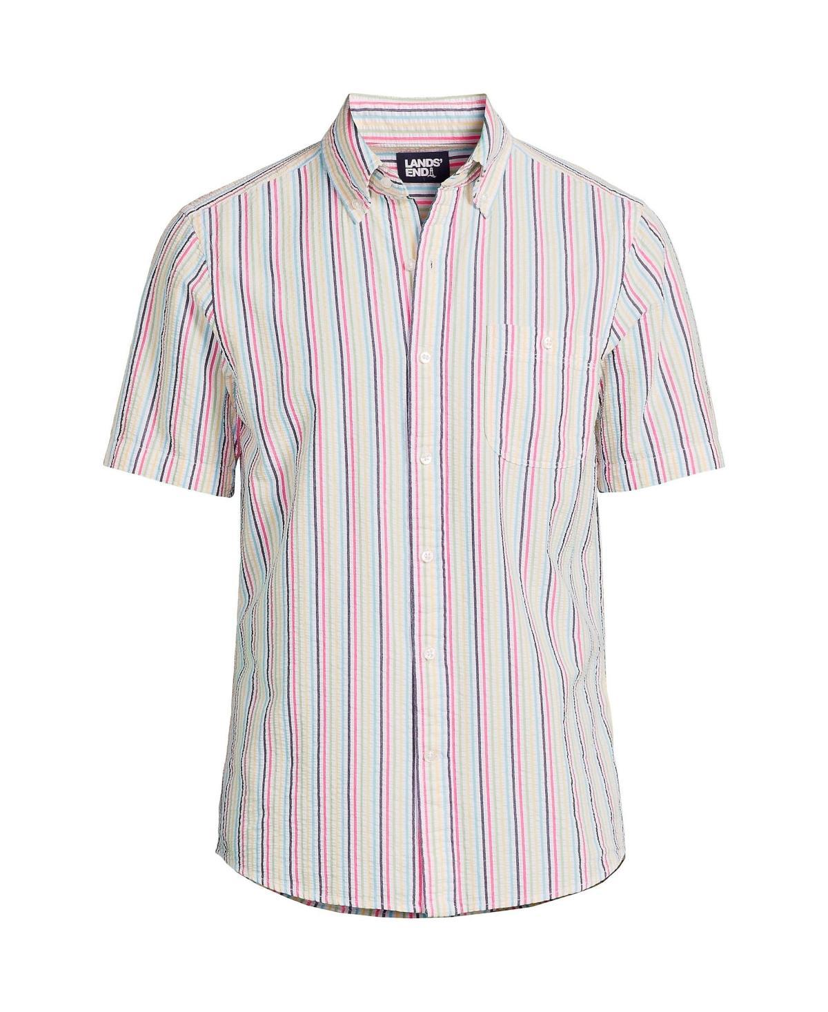 Men's Lands' End Button-Down Seersucker Shirt, Size: Small, White Product Image